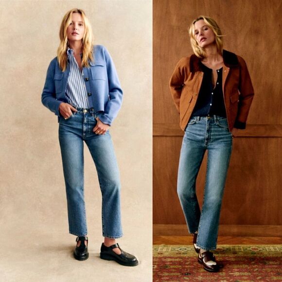 SEZANE NWT Size US 0 FR 32 L’iconique Droit Jeans Blue Denim High Rise Pants S24 - Picture 2 of 13